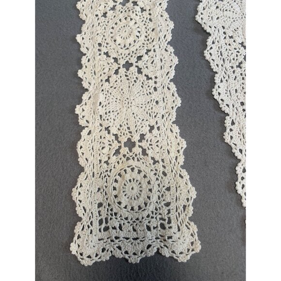Vintage Handmade Crochet Lace Doilies 5x21 Set of 2 - Picture 2 of 7